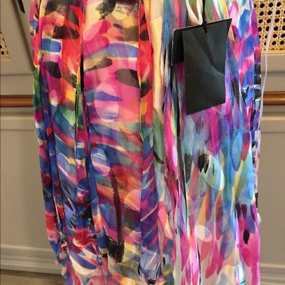 NWT La Femme 100% Silk Scarf Multi Coloured Layered Prom Dress Womens Sz 2/4 - Picture 8 of 16